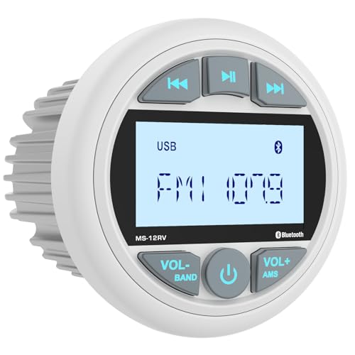White Marine Bluetooth Boat Stereo Receiver Waterproof Gauge Radio System