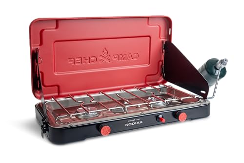 Portable Camping Stove with 20,000 BTU Two-Burner Cooktop, Compact & Lightweight