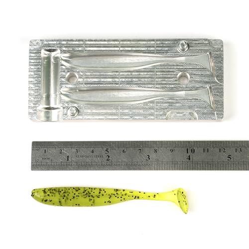 Soft Plastic Lure Making Injection Mold - 4 Inch Aluminum Bait Mold with Dual Cavities