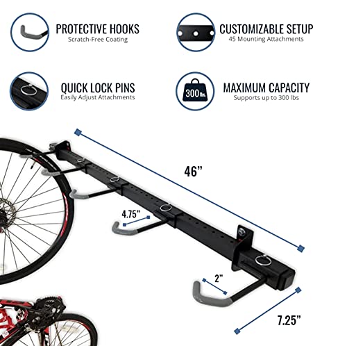 StoreYourBoard 5 Bike Wall Mount Rack – Heavy Duty Garage Bicycle Storage, Space-Saving Vertical Bike Hanger, Supports 300 lbs
