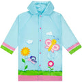 Kids Waterproof Hooded Rain Slicker - Lightweight Outwear Jacket for 8-9 Years Light Blue Butterfly
