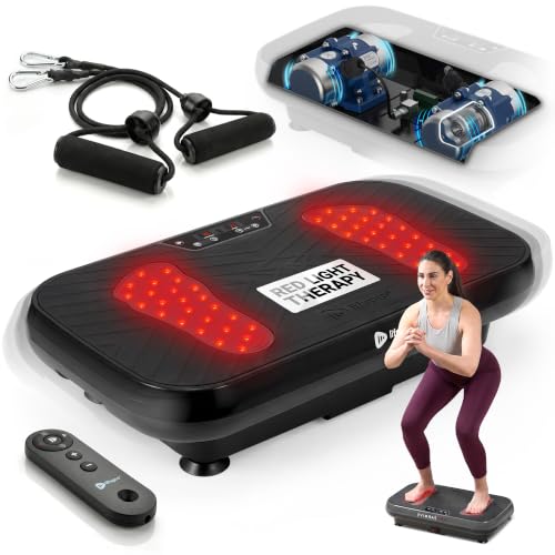Lifepro VibraRed Vibration Plate with Red Light Therapy & Resistance Bands - Black Edition