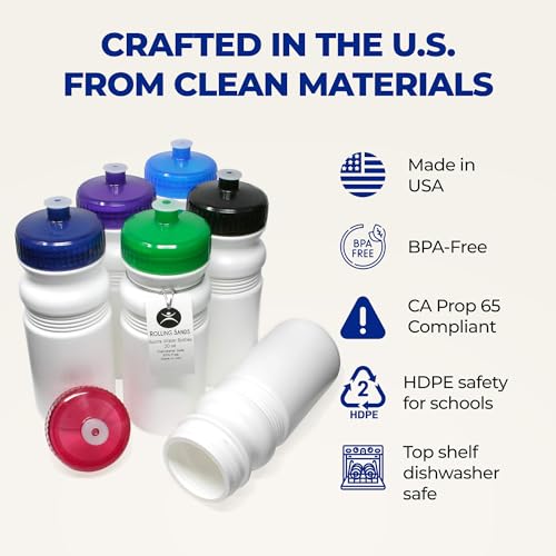 USA Made Clear Frost & Rainbow Sports Water Bottles 20 oz - 6 Pack