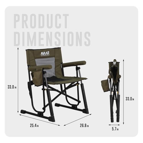 Go-Flow Compact Rocking Camping Chair with Armrests & Drink Holder - Wild Green