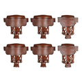 Brown 6-Piece PU Leather Billiard Pockets Set with Basketweave Pattern
