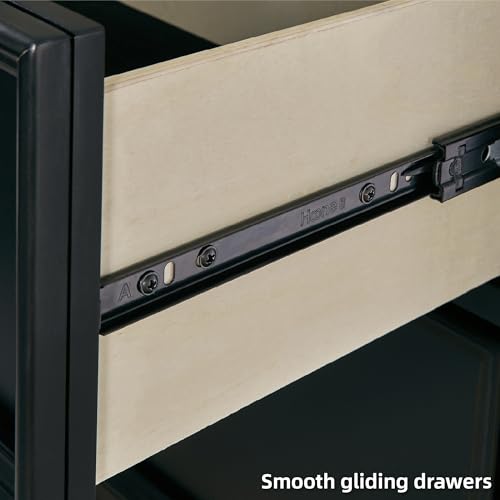 Tall Black Farmhouse Nightstand with 2 Drawers - Signature Design Ashley