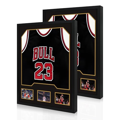 ccdcc 2 Pack Wooden Jersey Frame Display Cases with Tempered Glass – Fits Most Jerseys & Photos