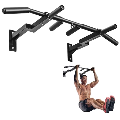 Wall Mounted Pull Up Bar - Adjustable for 16 & 24-Inch Studs, Multiple Grip Positions