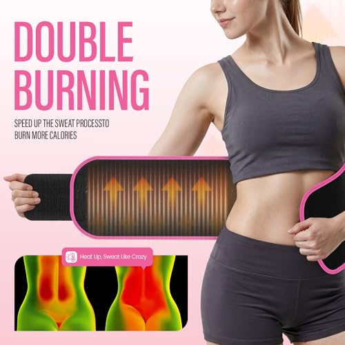 Pink Waist Trainer for Women S - Sweat Waist Trimmer Belt & Stomach Wrap, Fitness & Weight Loss