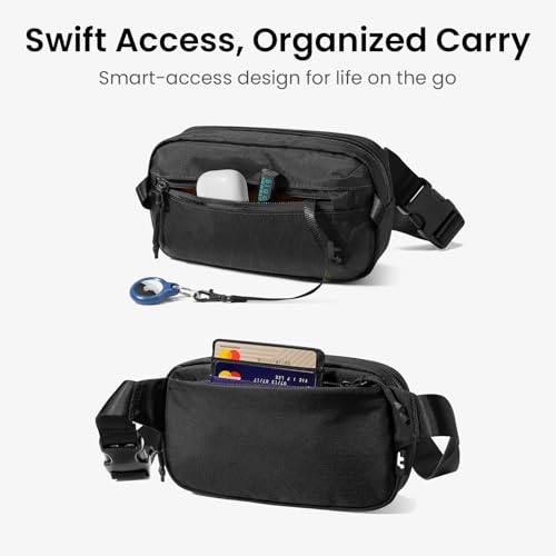 tomtoc X-Pac 1.5L Sling Bag with RFID Blocking Crossbody for Men Women - Black