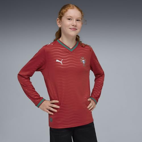 Junior Portugal Long Sleeve Replica Jersey - X-Large Club Red-Green Lagoon