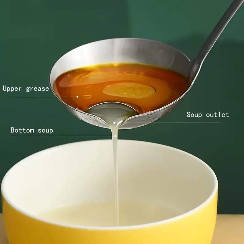 Skiennix Stainless Steel Oil Separator - Efficient Gravy & Fat Skimmer Spoon for Kitchen Use
