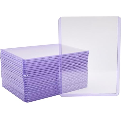 50 Count Trading Card Top Loaders - Clear Hard Plastic Sleeves for Sports & Collectible Cards - 55pt