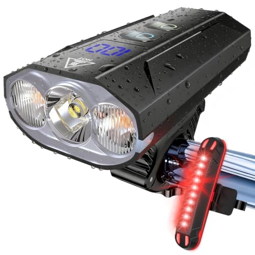 Bike Light Set 8000 Lumens Headlight & Taillight for Night Cycling