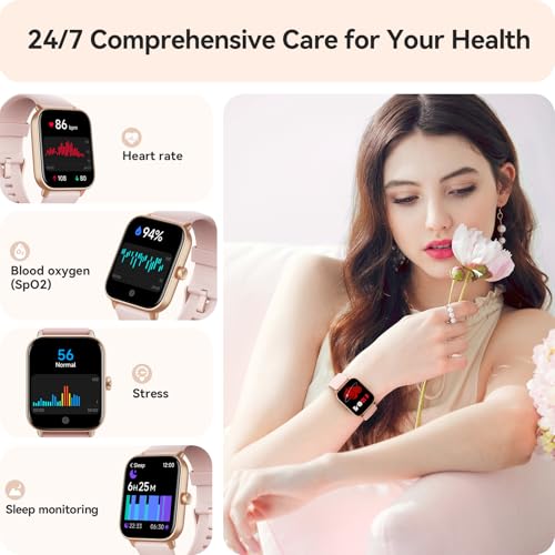 Gydom Pink Women's Smart Watch 1.8-inch Fitness Tracker with Alexa, Waterproof & Heart Rate Monitoring