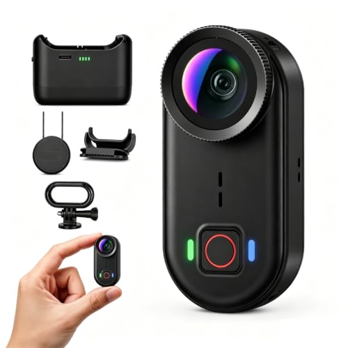 Ahlirmoy 4K Mini Body Action Camera Waterproof 64GB for Sports & Vlogging - Black
