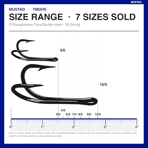 Mustad Classic 2 Extra Strong Dublin Point Double Fishing Hook Size 10/0, Pack of 10