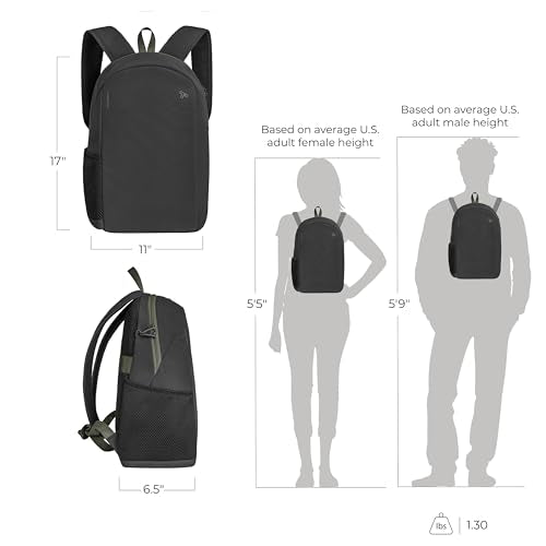 Travelon Anti-Theft Daypack with RFID Blocking & Locking Compartment - Black, 11x17x6.5 inches