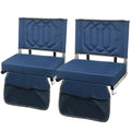 Portable Stadium Seat with Back Support, Cushion & Storage - 2 Pack, Navy