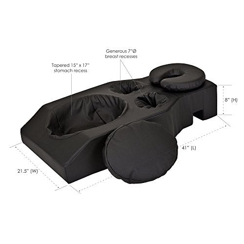 EarthLite Black Pregnancy Massage Cushion & Headrest - Support for Face-Down, Post-Surgery, Back Pain