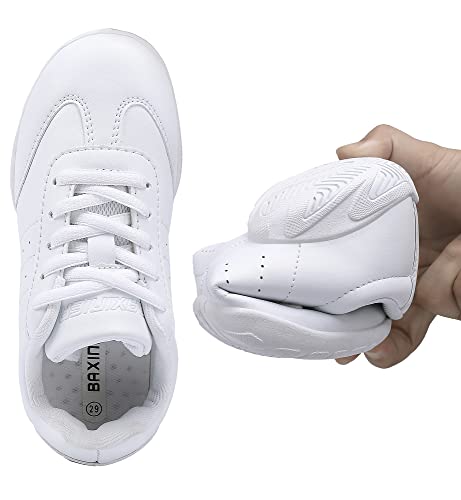 BAXINIER Girls White Cheerleading Dance Shoes - Toddler Size 9, White 6683