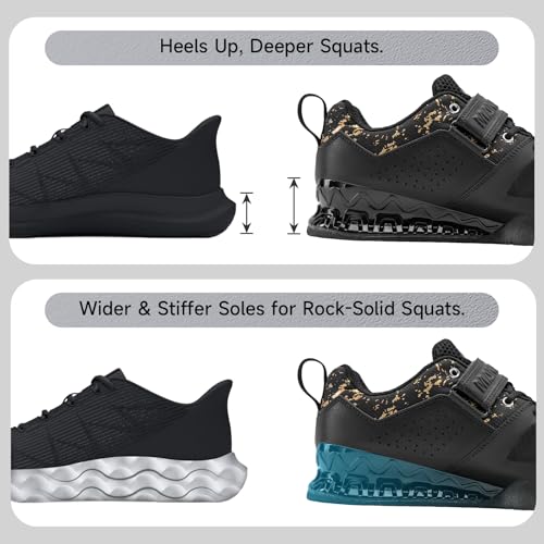 Men's & Women's Training Squat Shoes - Obsidian Black, Size 11 Women / 9.5 Men - Professional Fitness Footwear