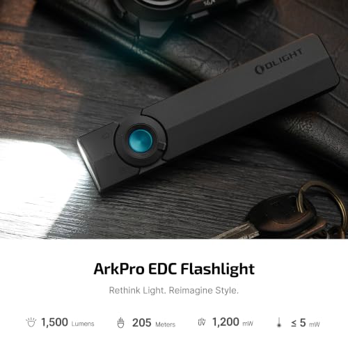 Rechargeable Pocket Flashlight OLIGHT ArkPro Flat Black CW with Green Beam - Cool White 5700K~6700K