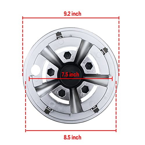 Silver 8-Inch Golf Cart Wheel Hubcaps Set of 4 - Easy Snap-On Fit for EZGO Yamaha Club Car