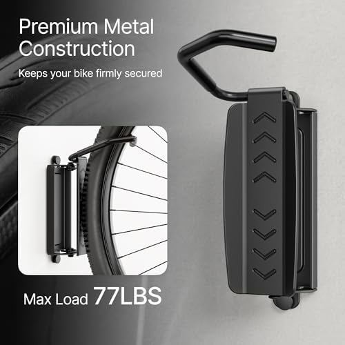 PEGZONE 4 Pack Bike Wall Mount Garage Storage Holds 77lbs Swivel Indoor Bike Racks