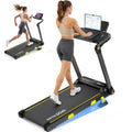 YPOO Foldable Incline Walking Pad with Handle, 16% Incline, 6.2 MPH, RGB Light, Dark Black