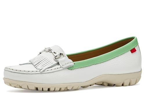 Golf Moccasins for Women - Lexington 2 White Grainy Lime, 8.5