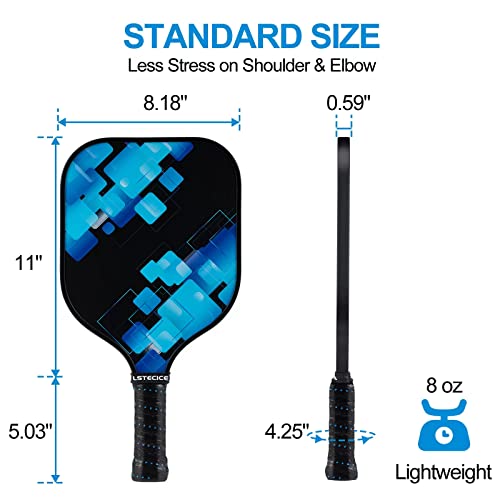 Pickleball Paddles Set of 4 - Fiberglass Paddles with Honeycomb Core, Lightweight, Multi-Color