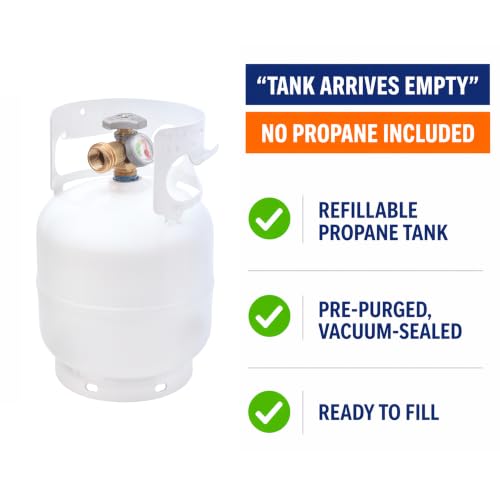 Flame King 5LB (1.25-Gallon) Propane Tank with Built-in Gauge - Empty, Overfill Prevention