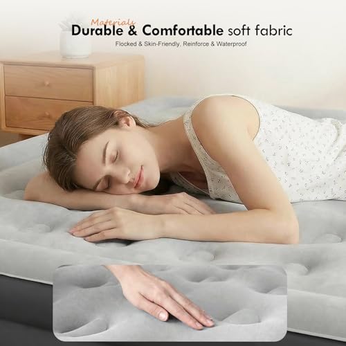DIMAR GARDEN King Size Inflatable Air Mattress with Built-in Pump, 18.5" Blow Up Bed for Home