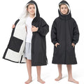 Kids Windproof Sherpa-Lined Swim Parka - Unisex Waterproof Coat, Size S - Black