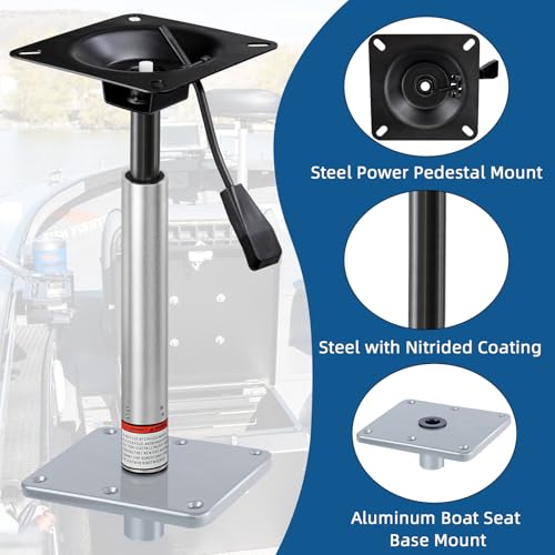 Adjustable Boat Seat Pedestal Kit 18-24 Inch with Locking Pin & Power Mount