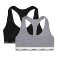 Hanes Women's Originals Racerback Bralette Pack - Large Black & Concrete Heather, Breathable Cotton, 2-Pack