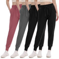 Women’s Joggers with Pockets - Lightweight Athletic Lounge Pants - Black, Gray, Pink, 27" Inseam, Large