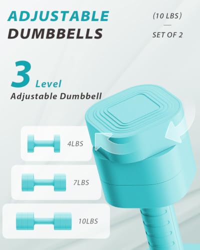 Ragebby 20lb Adjustable Dumbbell Set - Mint Blue, Fast Locking Weights for Home Workout