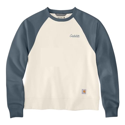 Carhartt Women's Sawyer Crewneck Sweatshirt Medium Eggshell Casual Fleece Top