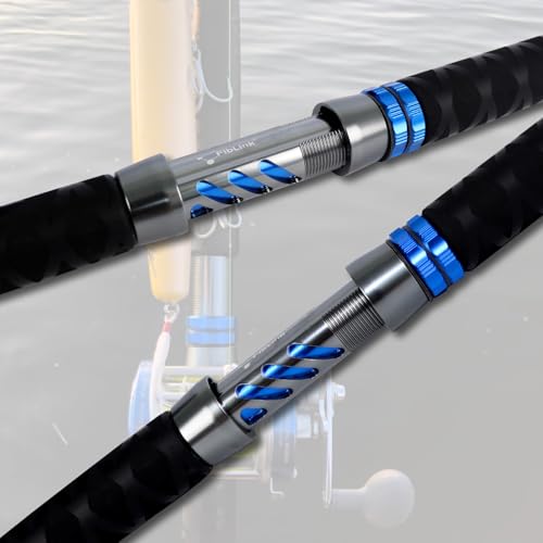 Fiblink 7' Medium Heavy Catfish Fishing Rod - 1-Piece Blue Travel Casting Pole
