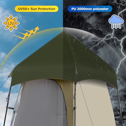 Leader Accessories 6.9FT Portable Camping Shower Tent - Green/Beige, Privacy Shower & Toilet Enclosure