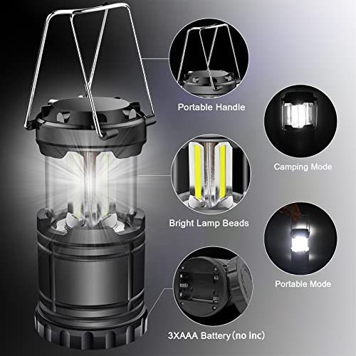 4 Pack LED Camping Lanterns - Waterproof Battery-Powered Emergency Lights