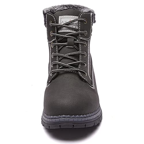 ANJOUFEMME Women's Waterproof Hiking Snow Boots - Black, Size 10, Warm Fur Ankle Shoes