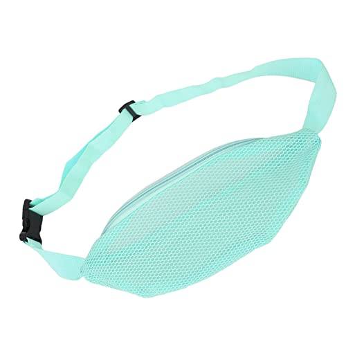 Pale Blue Beach Mesh Fanny Pack Waterproof Breathable Waist Bag for Travel & Outdoor Sports