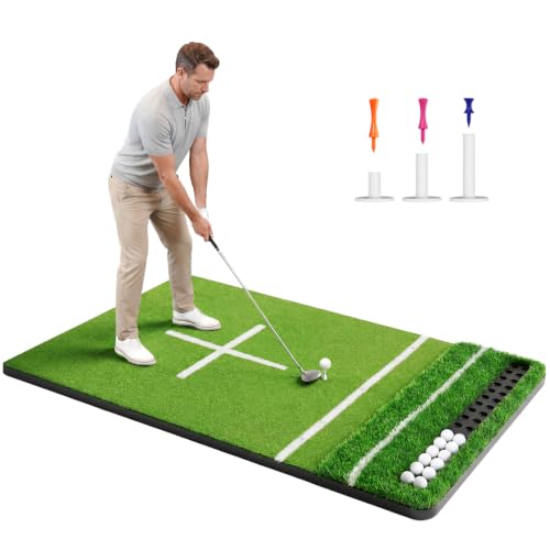 Laxcredu Ultra 6x4ft Golf Hitting Mat with Ball Tray - 21mm+45mm Turf Practice Mat