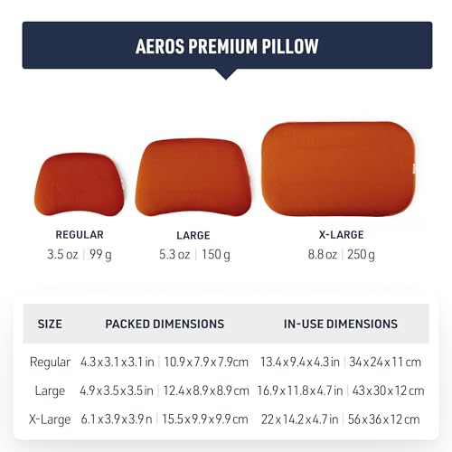 Sea to Summit Aeros Premium Inflatable Pillow X-Large Burnt Olive for Camping & Travel