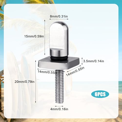 6pcs Stainless Steel Fin Screws for Surfboards and Paddleboards - Corrosion-Resistant