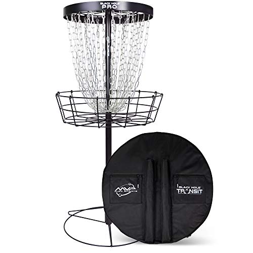 MVP Disc Sports Black Hole Pro Portable 24-Chain Disc Golf Basket with Transit Bag
