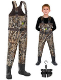 Kids Waterproof Insulated Neoprene Chest Waders for Hunting & Outdoor Adventures - Big Kid 8/9, Camouflage